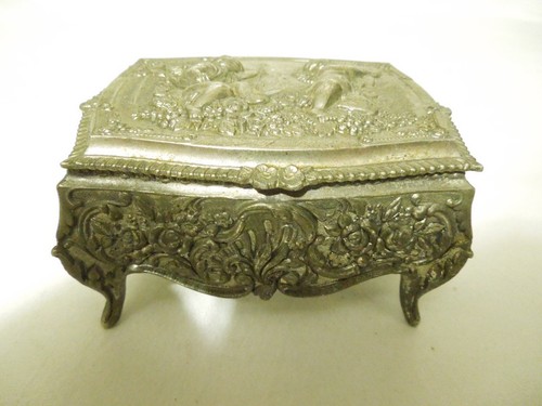 Vintage metal footed trinket - vintage,