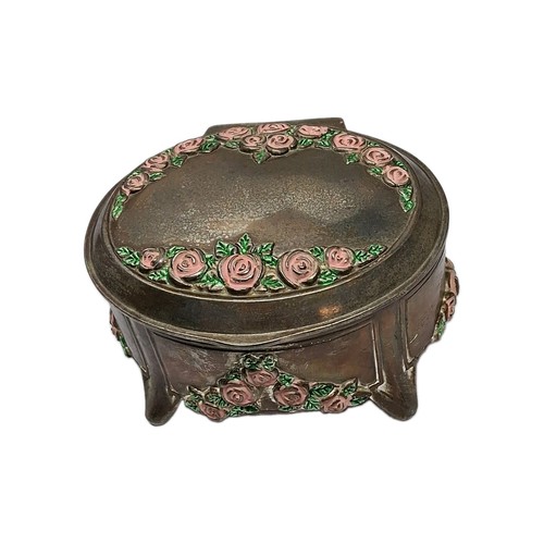 Vtg pink rose silver trinket - silver,