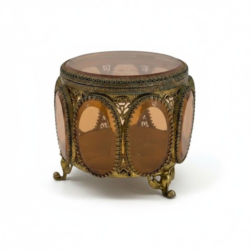 Vintage pink glass ormolu - glass,