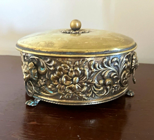 Brass embossed footed candy - embossed,
