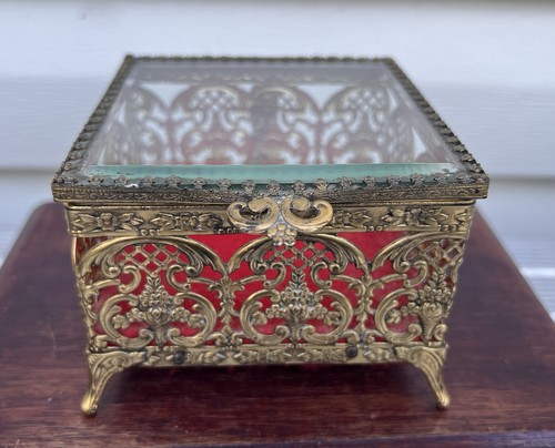 Vintage footed brass ormolu - footed,
